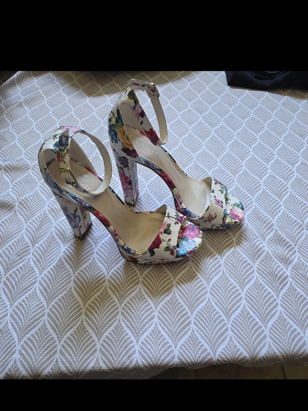Davids Bridal Floral Ankle-Strap Platform Heels
